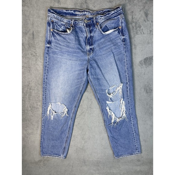 American Eagle Outfitters Denim - American Eagle Womens Jeans 8 Blue Ripped Denim Highest Rise 90s Boyfriend
